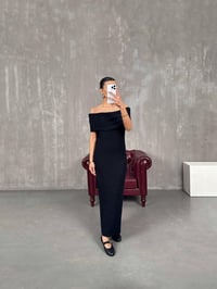 Tuw Siyah Madonna Yaka Tasarım ElbiseGausELBİSEGU100898