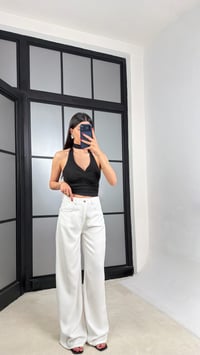 Beyaz Geniş Paça Denim Tencel Pantolon GAUS-01570GAUSDENİM PANTOLONGAUS-01570