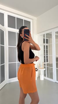 Somon Beli Lastikli Keten Şort GAUS-01799GAUSŞORTGAUS-01799