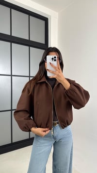Acı Kahve Astarlı Cepli Duble Kumaş Bomber Ceket GAUS-00155GAUSCEKETGAUS-00155
