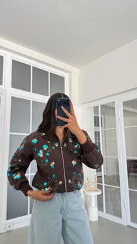 Kahve Payet Nakışlı Astarlı Bomber Ceket GAUS-01934GAUSJacketsGAUS-01934