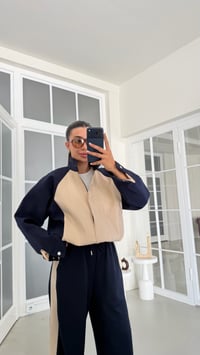Lacivert ZR Model Bomber Ceket Beli Lastikli Pantolon İkili Takım GAUS-02130GAUSTAKIMGAUS-02130