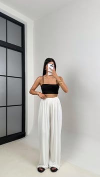 Beyaz Beli Lastikli Modal Kumaş Pantolon Gaus00668GausPANTOLONGU1002542