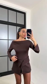 Acı Kahve Mini Elbise Etekli İkili Takım GAUS-00717GAUSSuitsGAUS-00717