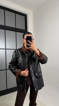 Siyah Kadife Yakalı Astarlı Deri Ceket GAUS-00671GAUSCEKETGAUS-00671