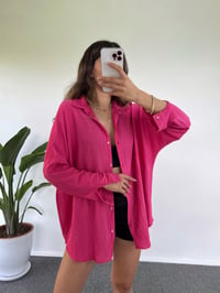 Fuşya Oversize Krinkıl GömlekGausGÖMLEKGU001255