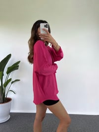 Fuşya Oversize Krinkıl GömlekGausGÖMLEKGU001255
