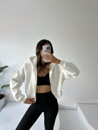 Girly Beyaz Şardonlu Fermuarlı SweatshirtGausSWEATSHIRTGU002193