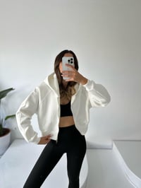 Girly Beyaz Şardonlu Fermuarlı SweatshirtGausSWEATSHIRTGU002193