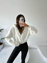 Girly Beyaz Şardonlu Fermuarlı SweatshirtGausSWEATSHIRTGU002193
