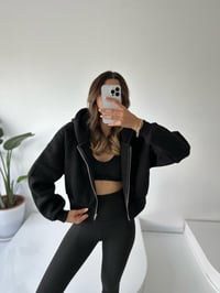 Girly Siyah Şardonlu Fermuarlı SweatshirtGausSWEATSHIRTGU002190
