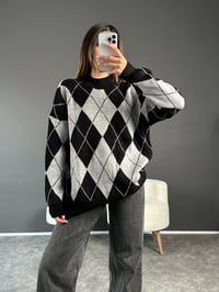 Gri Baklava Dilim Oversize KazakGausKAZAKGU002326
