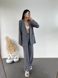 Gri Gofre Blazer İkili Takım GausTAKIMGU00865