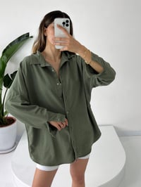 Haki Oversize Krinkıl GömlekGausGÖMLEKGU001292