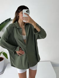 Haki Oversize Krinkıl GömlekGausGÖMLEKGU001292