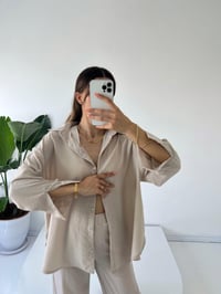 Ines Bej Cupra Kumaş Gömlekli Pantolon İkili TakımGausTAKIMGU001484