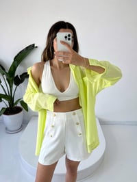 Juana Beyaz Gold Düğmeli ŞortGausŞORTGU001316