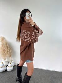 Kahverengi Oversize Baskılı Gömlek GausGÖMLEKGU00869