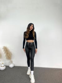 Korseli Çift Fermuarlı Mat Deri TaytGausTAYTGU00800