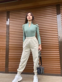 Krem Beli Ve Paçası Lastikli Jogger Eşofman Altı GausEŞOFMANGU00085