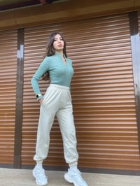 Krem Beli Ve Paçası Lastikli Jogger Eşofman Altı GausEŞOFMANGU00085