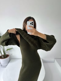 Lexa Haki Triko Elbise Kazak İkili TakımGausTAKIMGU001783