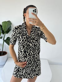 Lindea Leopar Desenli Şort Etekli Ceketli İkili TakımGausTAKIMGU001440