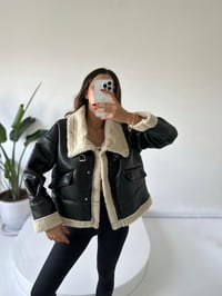 Marcela Siyah Deri Biker Kürklü MontGausMONTGU001919