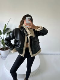 Marcela Siyah Deri Biker Kürklü MontGausMONTGU001919