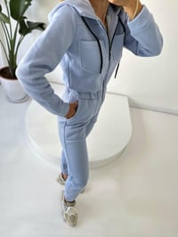 Mavi Şardonlu Üç İplik Kapüşonlu TulumGausTULUMGU001781