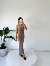 Mila Nude Straplez Drapeli Maxi ElbiseGausELBİSEGU001538
