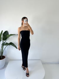 Mila Siyah Straplez Drapeli Maxi Elbise GausELBİSEGU001535