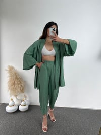 Mint Yeşili Gofre Kimono Takım GausTAKIMGU00857