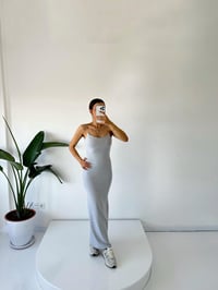 Mirinda Gri Sırt Dekolteli Maxi Elbise GausELBİSEGU001761