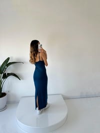 Miusa Mavi  İp Askılı Maxi ElbiseGausELBİSEGU001617