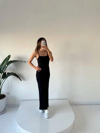 Miusa Siyah İp Askılı Maxi Elbise GausELBİSEGU001616