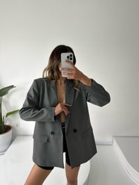 MN Premium Gri Oversize Astarlı Blazer Ceket GausCEKETGU002060