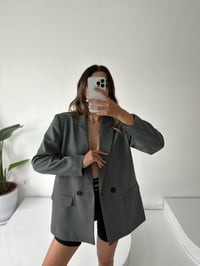 MN Premium Gri Oversize Astarlı Blazer Ceket GausCEKETGU002060