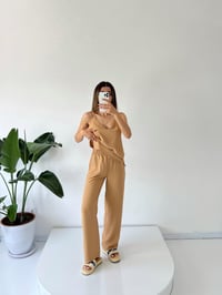 Monita Sütlü Kahve Ayrobin İp Askılı Pantolonlu TakımGausTAKIMGU001521