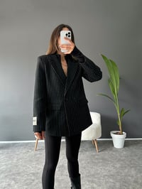 NW Siyah Çizgili Kaşe Blazer CeketGausCEKETGU002300