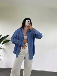 Orj Mavi Oversize Çizgili Gömlek GausGÖMLEKGU001042