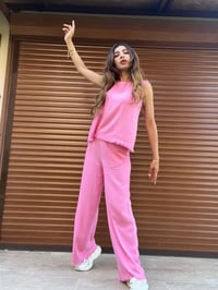Pembe Ham Keten Alt Üst TakımGausTAKIMGU00393