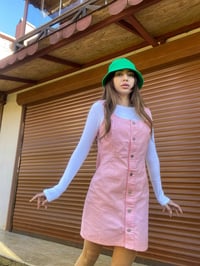 Pembe Salopet Düğmeli Elbise GausELBİSEGU00112