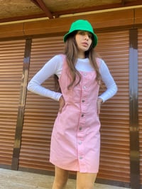 Pembe Salopet Düğmeli Elbise GausELBİSEGU00112
