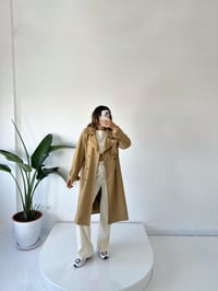 Premium Camel Astarlı Uzun TrençkotGausTAKIMGU001790