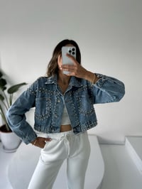 Premium Zımbalı Tasarım Denim Ceket GausCEKETGU002084