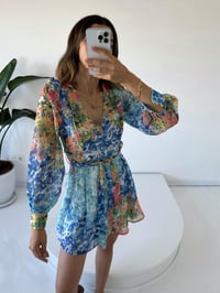 Renkli Şifon Kemerli ElbiseGausELBİSEGU001633