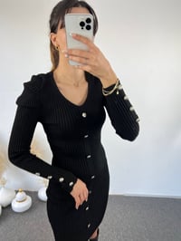 Rilo Siyah Triko Düğmeli Elbise GausELBİSEGU00813
