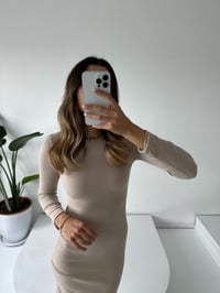 RY Bej Fitilli Triko Elbise GausELBİSEGU002069