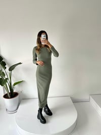 RY Yeşil Fitilli Triko ElbiseGausELBİSEGU002069